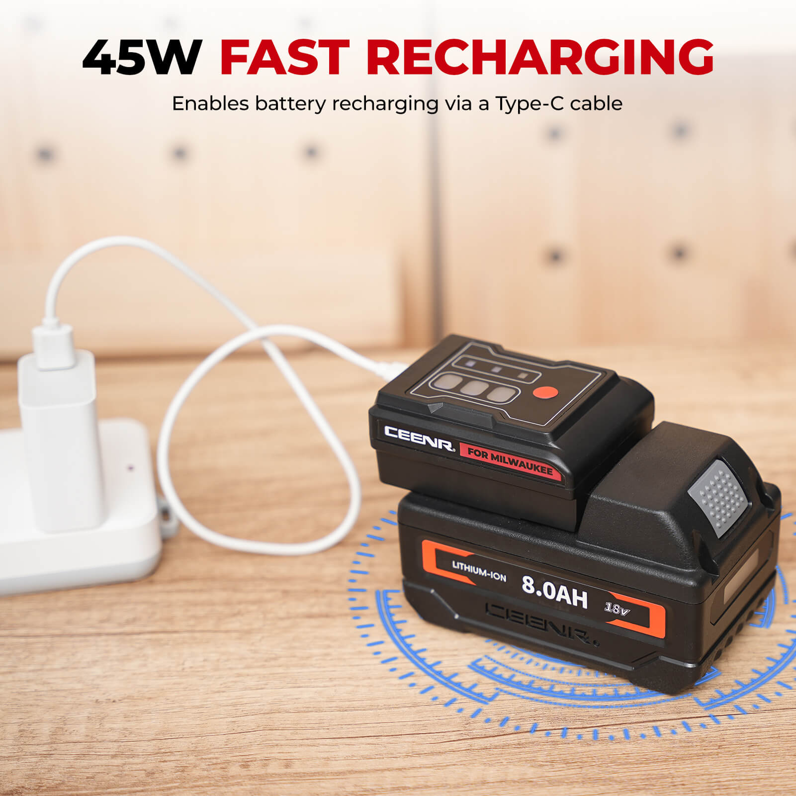 Ceenr USB Battery Charger Adapter For Milwaukee 18V Ceenr Batteries